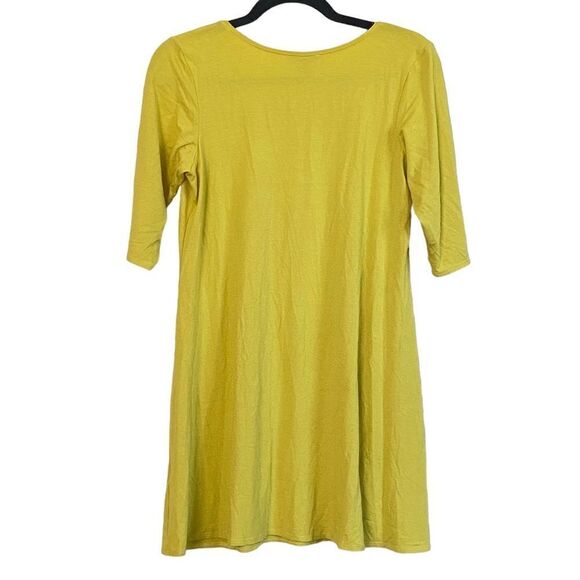 Eileen Fisher Yellow Elbow Length Sleeve Viscose Jersey Tunic Sz S - Picture 2 of 6